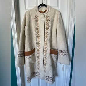 Anthropologie Maeve Nordic Sherpa and Suede Jacket / Size 16 / Never worn / RARE